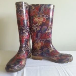 COACH Poppy Multi-Color Graffitii Rain Boots
